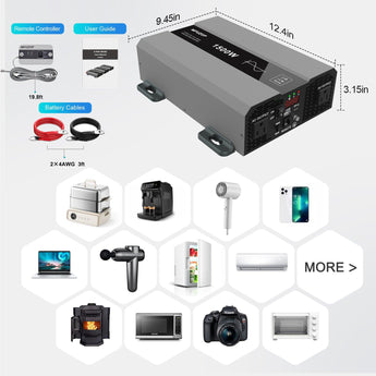 1500W Pure Sine Wave Power Inverter & 2000 Pure Sine Wave Power Inverter - REMEX Liquidation