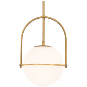💡 Antique Brass Pendant Light – 1-Light Opal Glass Globe (817 Units)