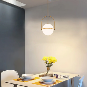 💡 Antique Brass Pendant Light – 1-Light Opal Glass Globe (817 Units)