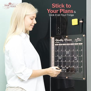 Acrylic Calendar for Fridge and Wall Includes Stickers, 2 Pens, & Eraser