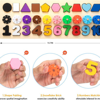 TILLYOU Wooden Number Puzzles Educational Montessori Toys - REMEX Liquidation